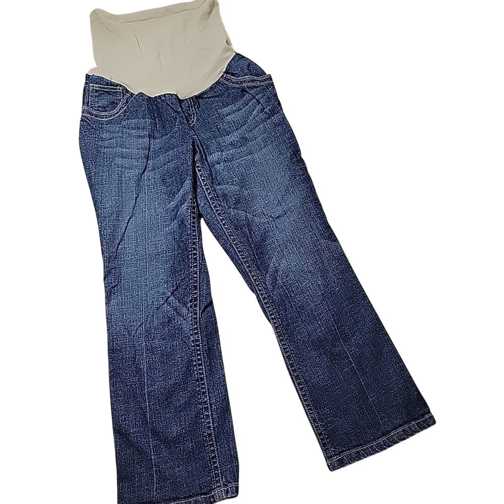 Maternity Jeans Straight Cut Size M INDIGO BLUE  Meduim Wash Stretch Panel